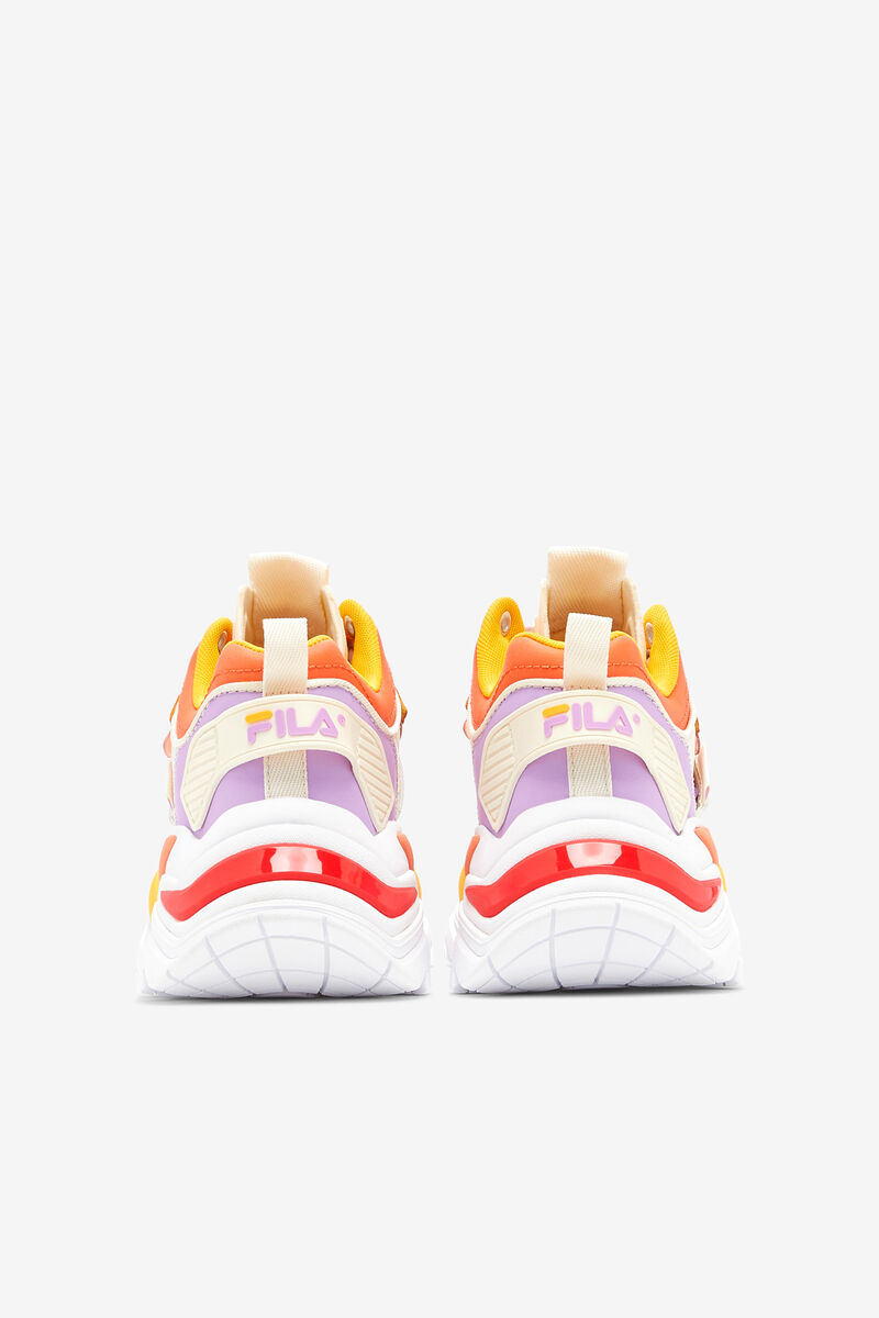 Women's Fila Cage Mid Mixed Media Sneakers Orange | mjLbv5BL52y