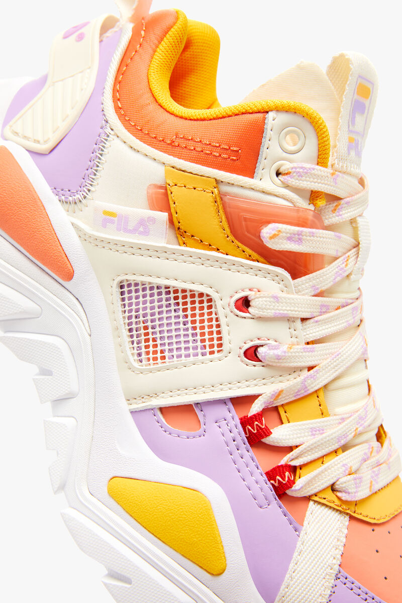 Women's Fila Cage Mid Mixed Media Sneakers Orange | mjLbv5BL52y