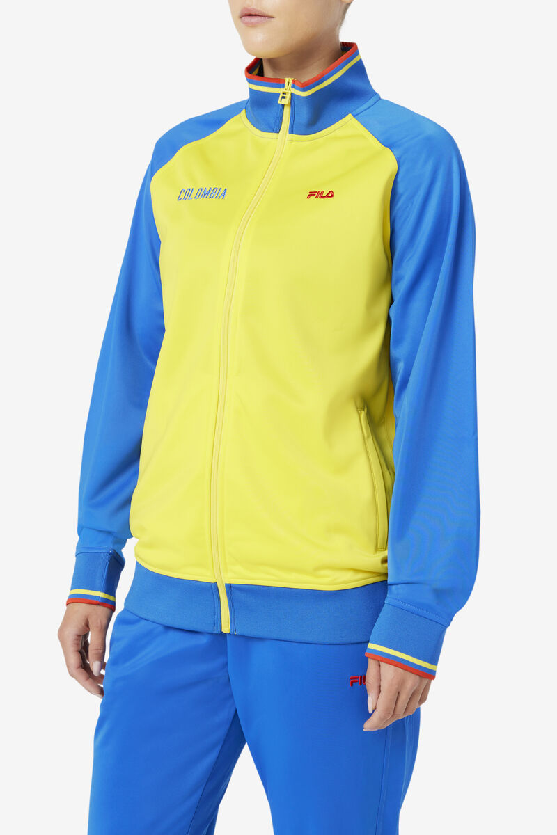 Women's Fila Colombia Track Jacket Tracksuits Yellow / Blue / Red | aVJYc3sTOHM