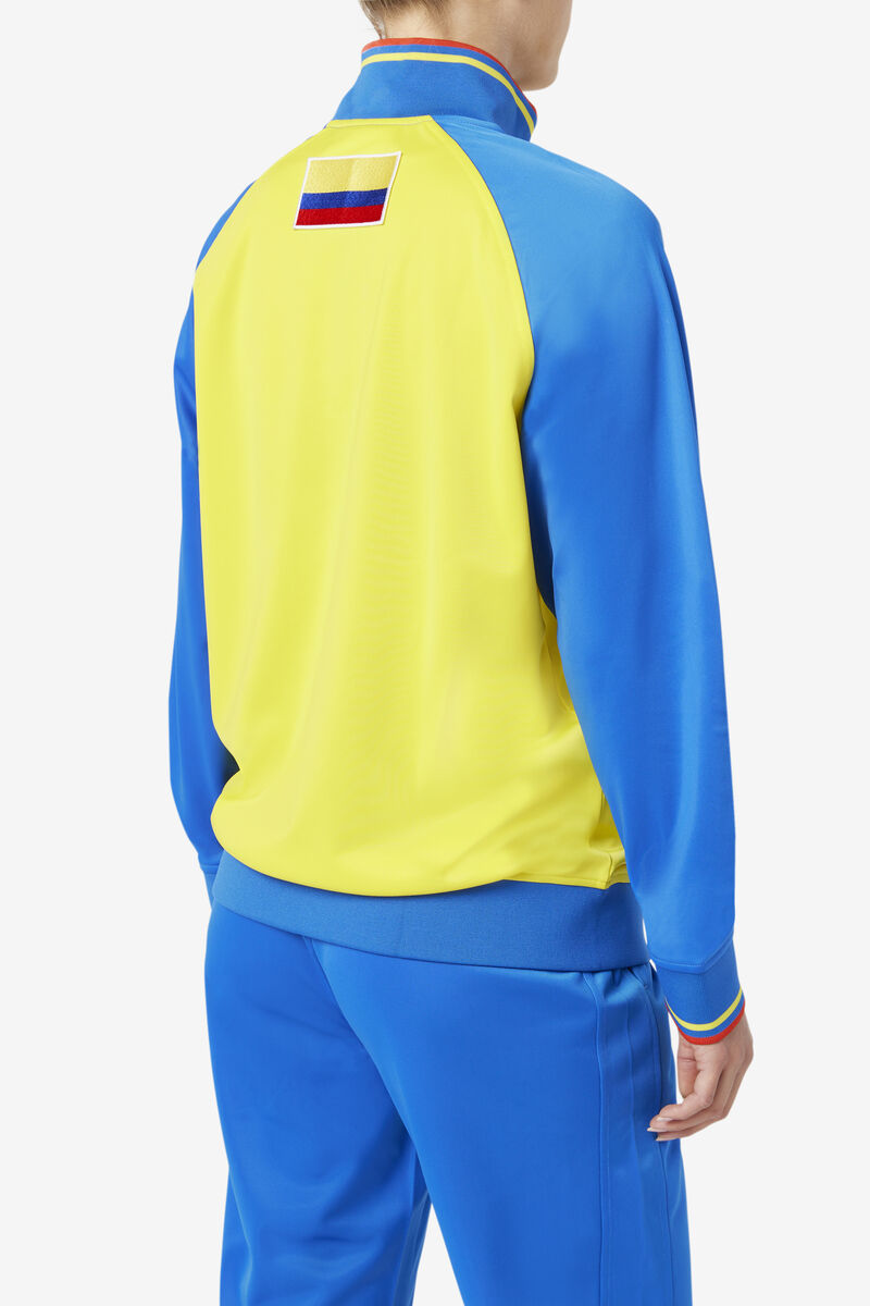Women's Fila Colombia Track Jacket Tracksuits Yellow / Blue / Red | aVJYc3sTOHM