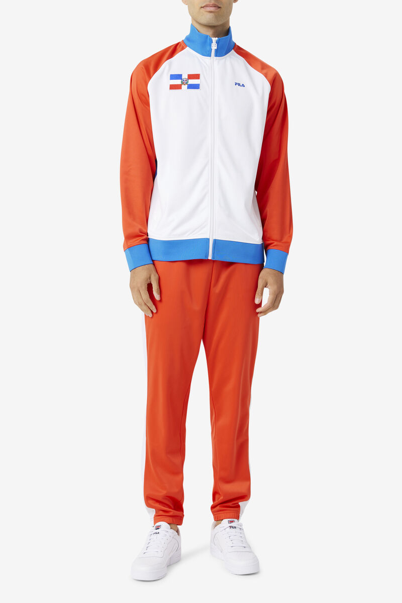 Women's Fila Dominican Republic Track Jacket Tracksuits Red / White / Blue | E4kMGVkugYk