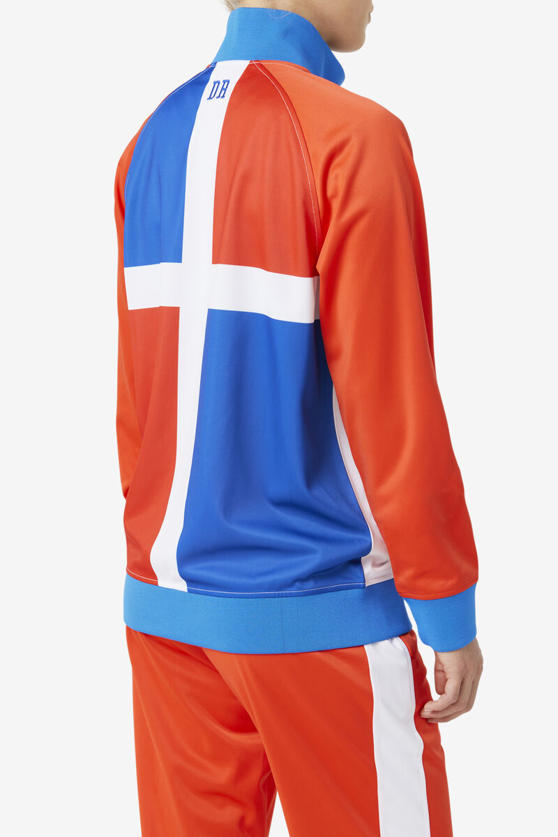 Women's Fila Dominican Republic Track Jacket Tracksuits Red / White / Blue | E4kMGVkugYk