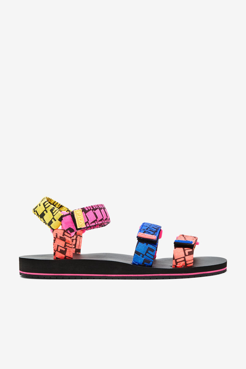 Women\'s Fila Drifter Ts Bandana Sandals Black / Purple / Blue | Iy2NmZTOmsd