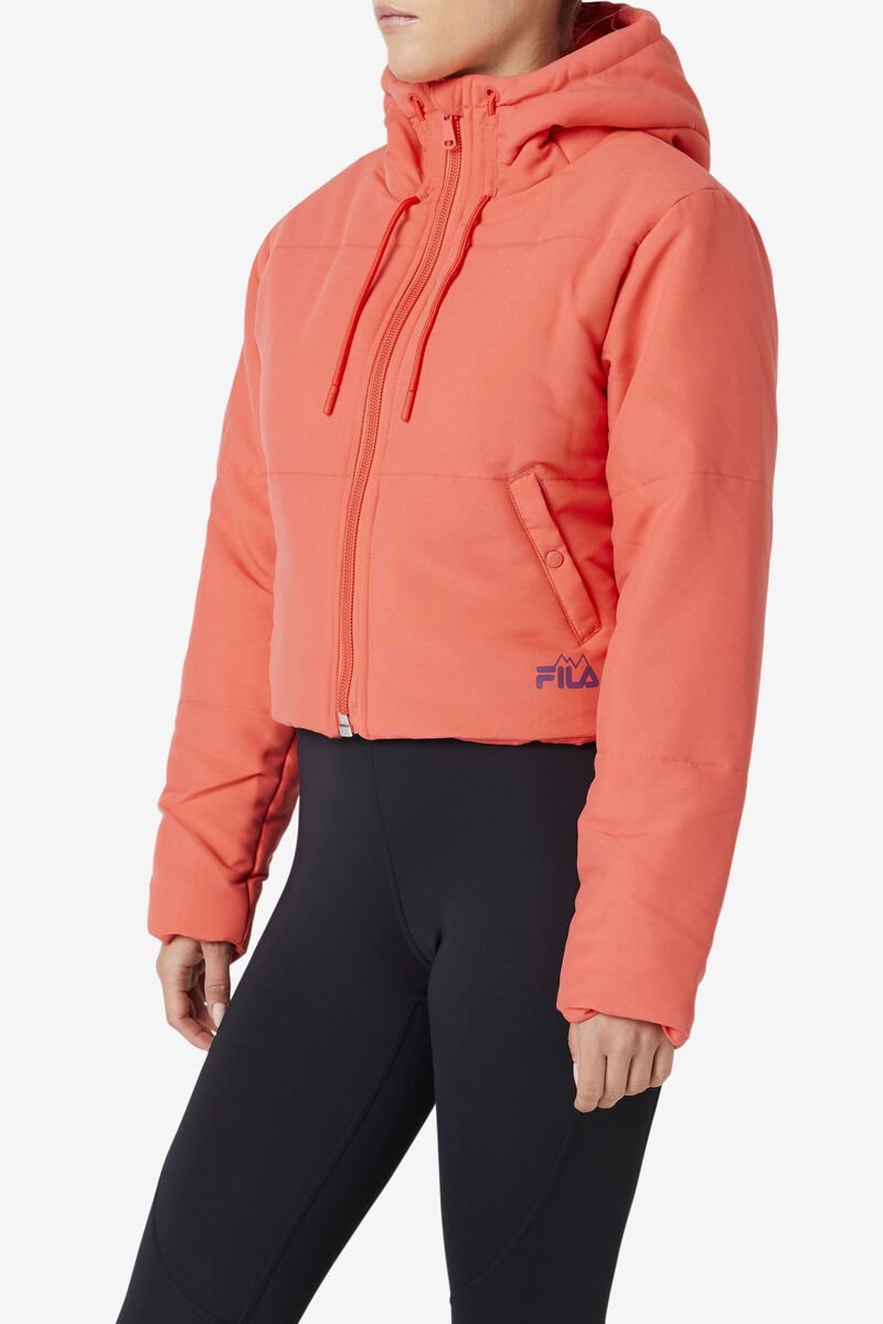 Women's Fila Eden Puffer Jacket Outerwear Pink | oUSxMmXIGbW