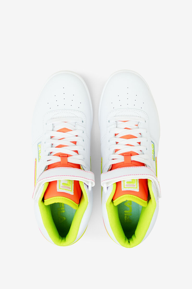 Women's Fila F-13 Sneakers White / Yellow / Pink | 4vMvxfb7QJD