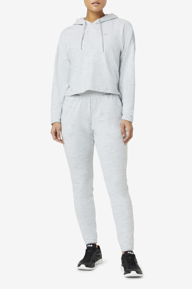 Women's Fila Fi-lux Cropped Hoodie Hoodies Grey | BEQqHKkuNq4