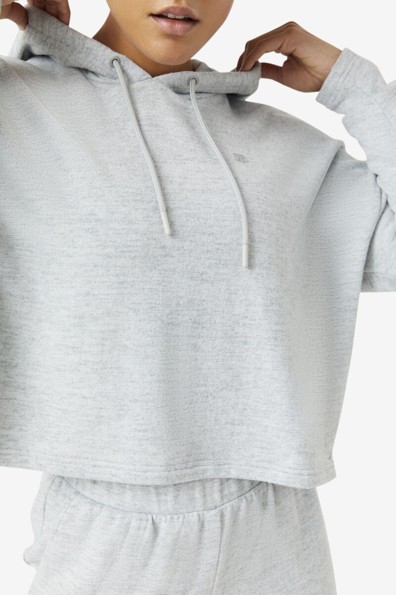 Women's Fila Fi-lux Cropped Hoodie Hoodies Grey | BEQqHKkuNq4