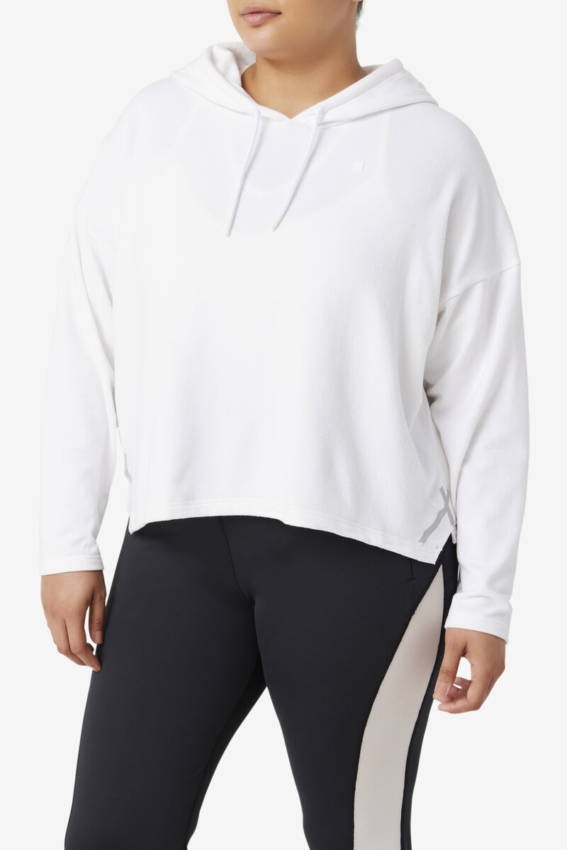 Women's Fila Fi-lux Cropped Hoodie Hoodies White | NtsCKrpIOBc