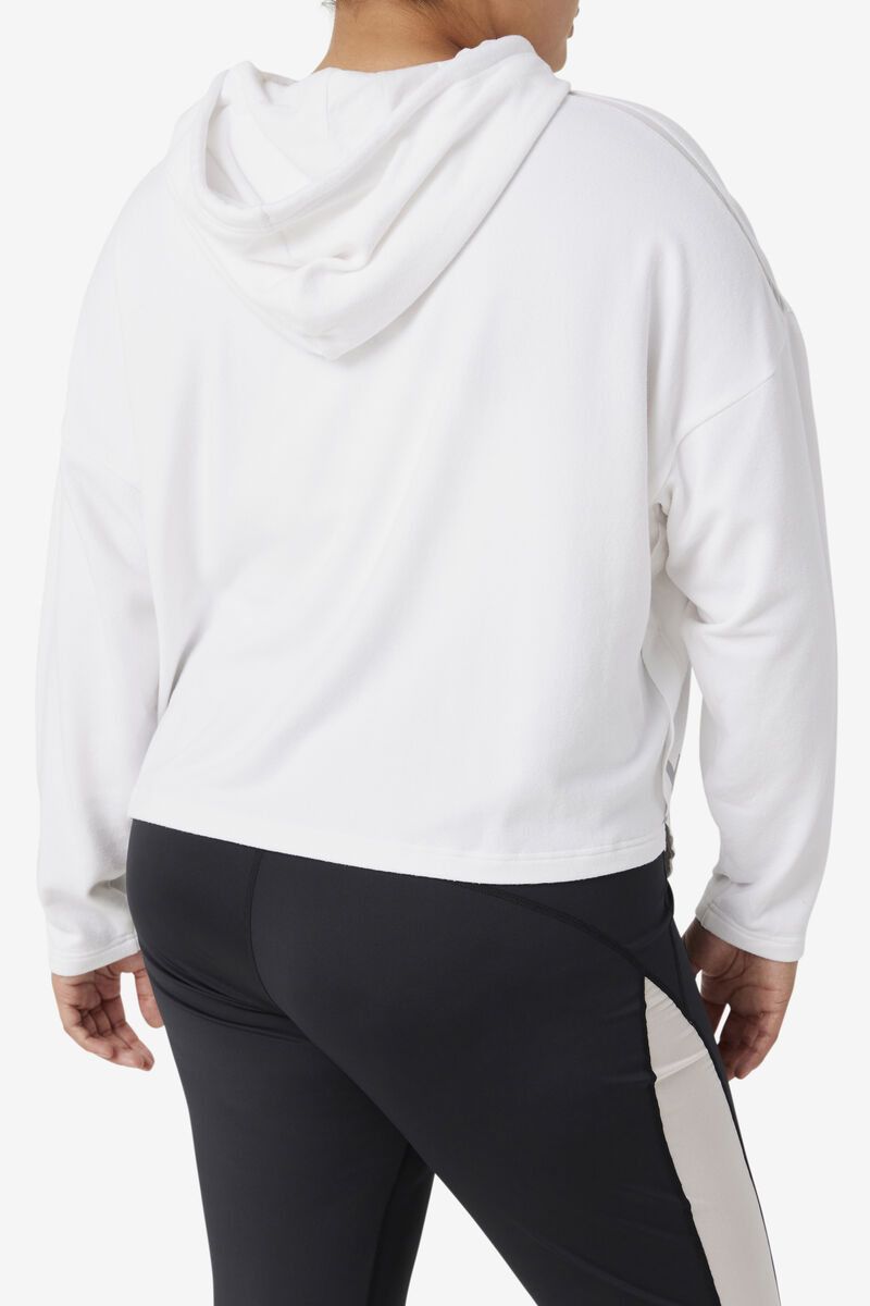 Women's Fila Fi-lux Cropped Hoodie Hoodies White | NtsCKrpIOBc