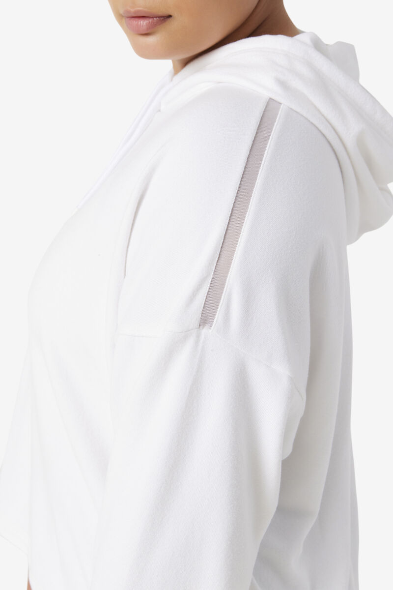 Women's Fila Fi-lux Cropped Hoodie Hoodies White | NtsCKrpIOBc