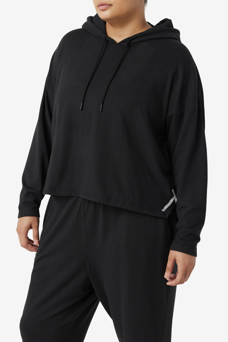 Women's Fila Fi-lux Cropped Hoodie Hoodies Black | U8RmhFo5rUK
