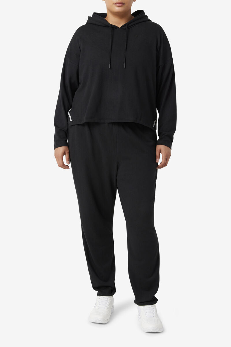 Women's Fila Fi-lux Cropped Hoodie Hoodies Black | U8RmhFo5rUK