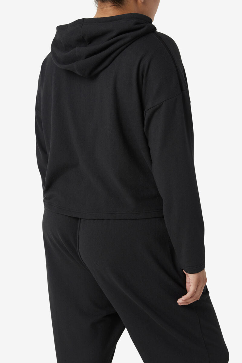 Women's Fila Fi-lux Cropped Hoodie Hoodies Black | U8RmhFo5rUK
