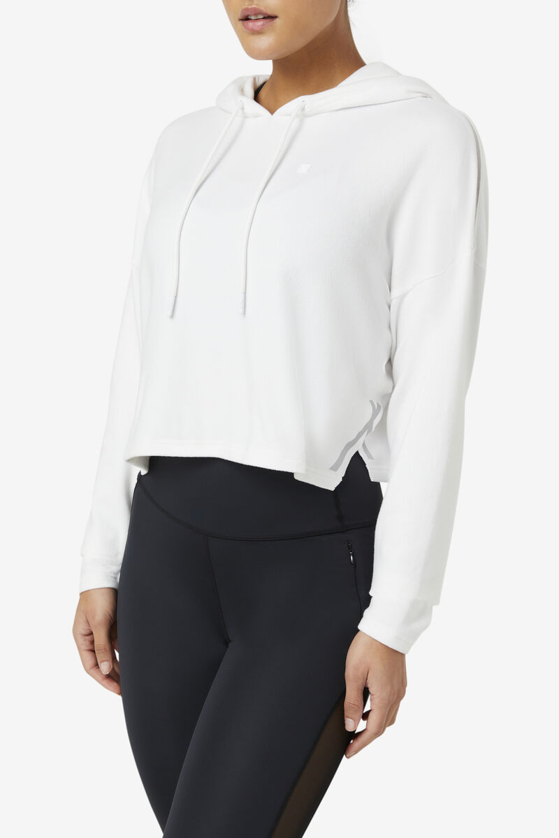 Women's Fila Fi-lux Cropped Hoodie Hoodies White | ocU66OIOUam