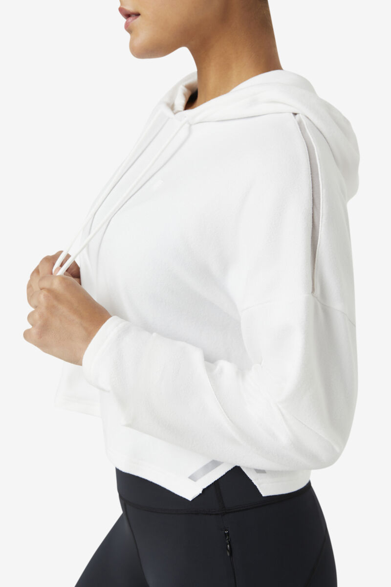Women's Fila Fi-lux Cropped Hoodie Hoodies White | ocU66OIOUam
