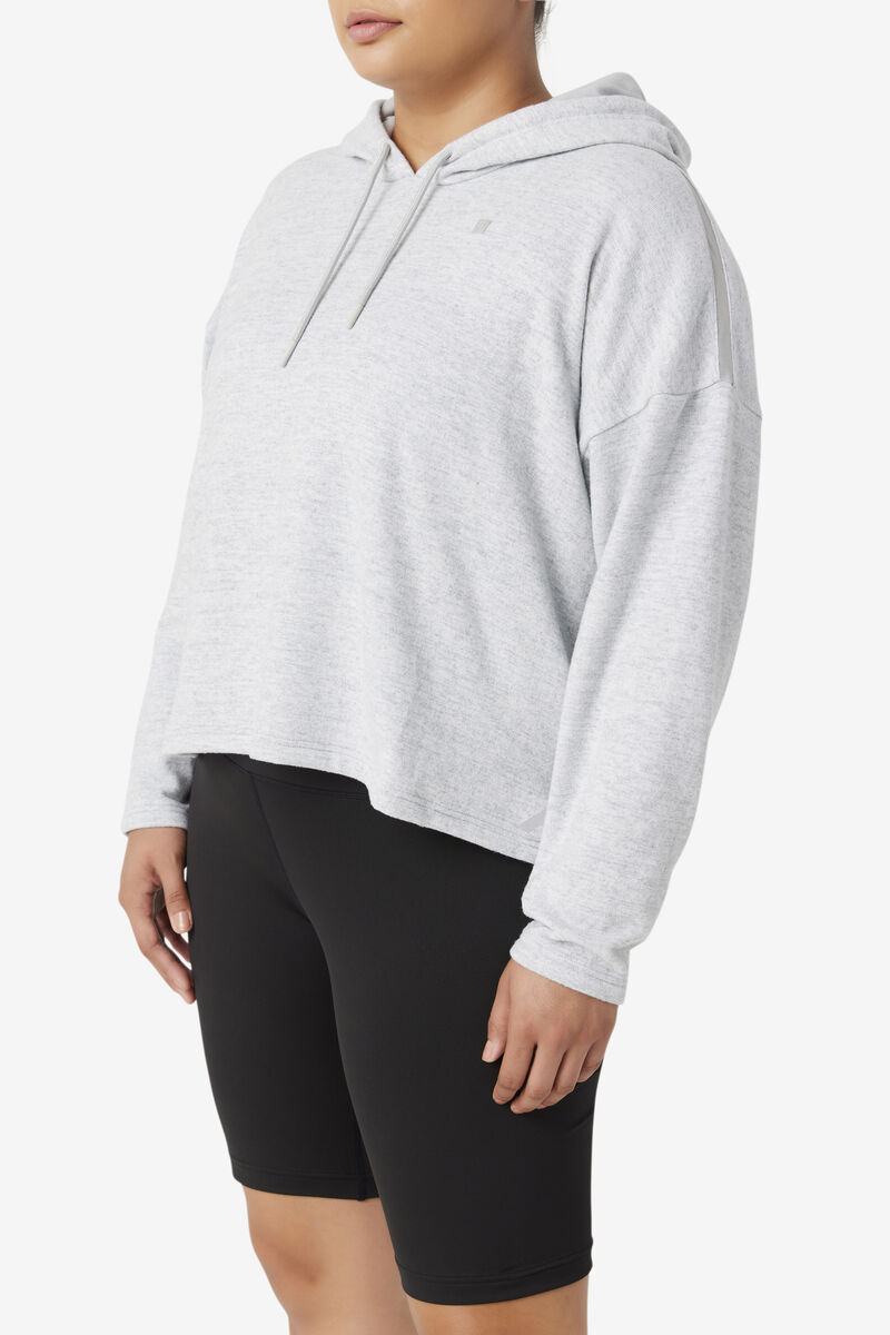 Women's Fila Fi-lux Cropped Hoodie Hoodies Light Grey | ssWHwRewW8x
