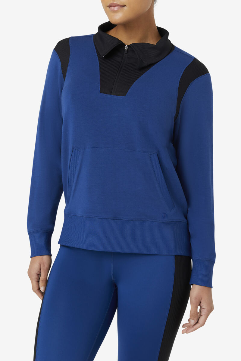 Women's Fila Fi-lux Half Zip Jackets Navy | SsVZSCPiDqQ
