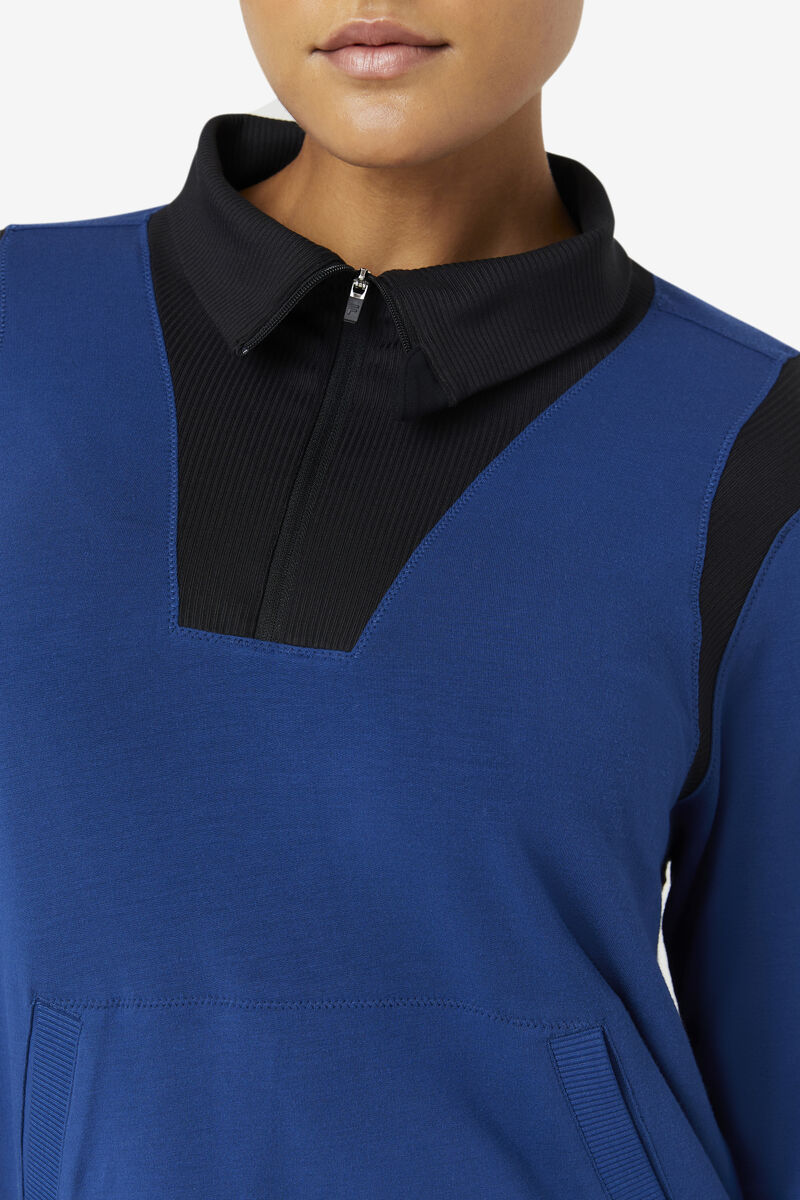 Women's Fila Fi-lux Half Zip Jackets Navy | SsVZSCPiDqQ