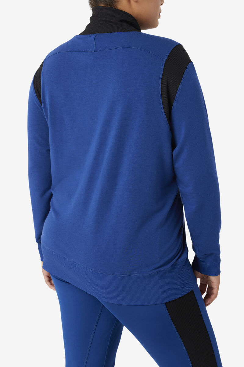 Women's Fila Fi-lux Half Zip Sweatshirts Navy / Black | O7AYIP6GQCR