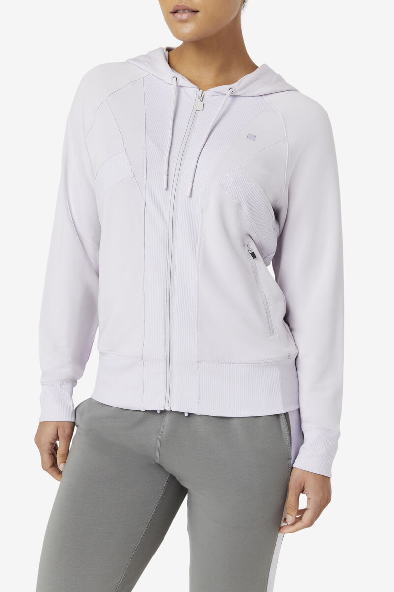 Women's Fila Fi-lux Texture Full Zip Hoodie Hoodies Lavender Blue | pbiDSn2H5Ya