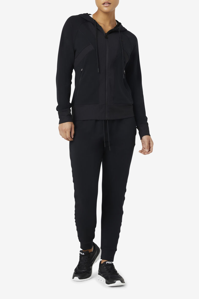 Women's Fila Fi-lux Texture Jogger Pants Black | o4mUOqfM41X