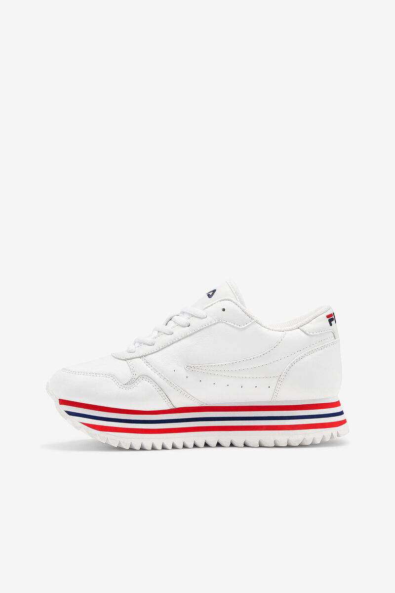 Women's Fila Fila Orbit Stripe Sneakers White / Navy / Red | WHjFXETAD1S