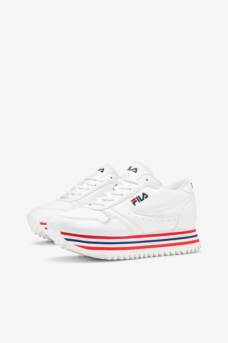 Women's Fila Fila Orbit Stripe Sneakers White / Navy / Red | WHjFXETAD1S