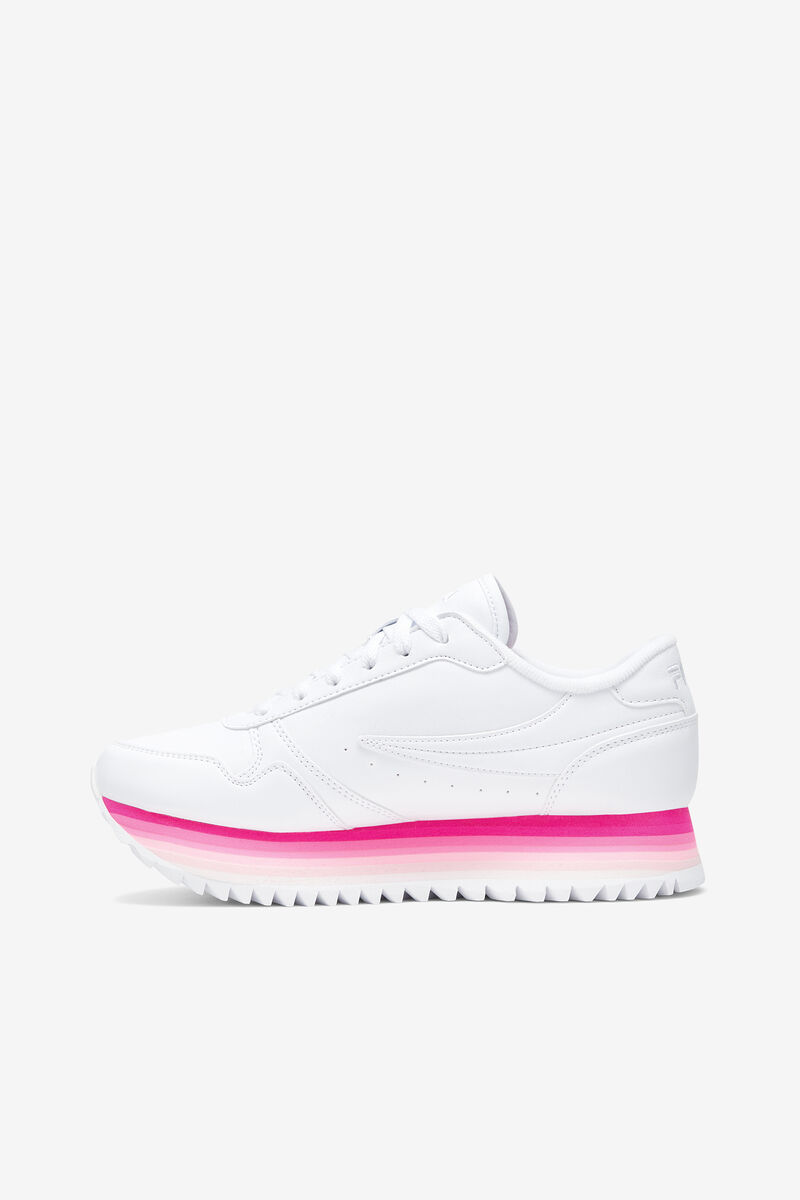 Women's Fila Fila Orbit Stripe Sneakers White / Pink / Pink | xpLImKFAnzP