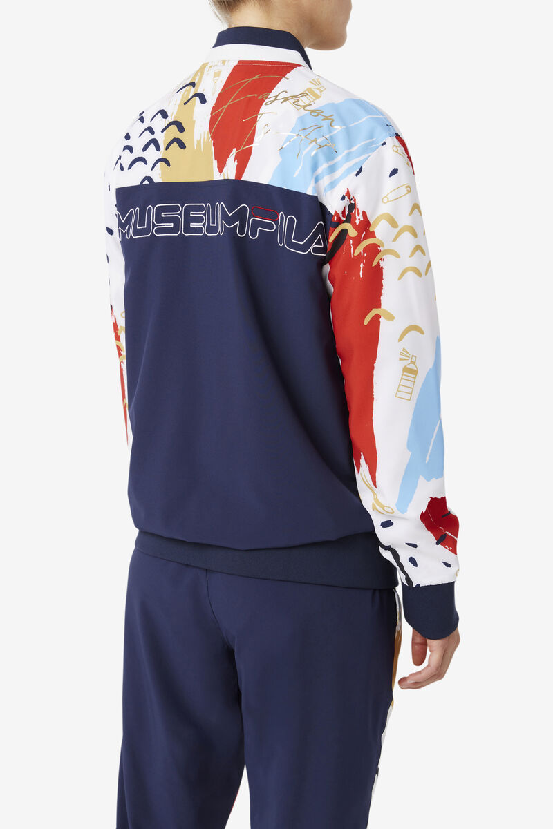 Women's Fila Fila X The Museum Printed Track Jacket Tracksuits Navy / White / Red | VsXVHGQhU2p