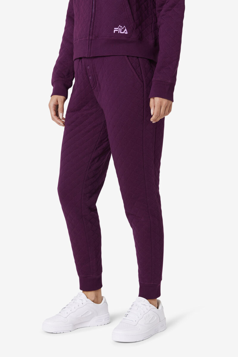Women's Fila Finley High Rise Quilted Jogger Tracksuits Rose Red | aij9LZ5FjkT