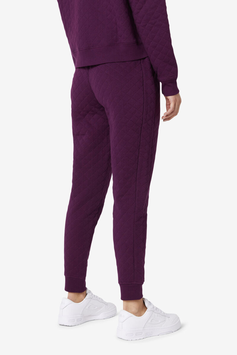 Women's Fila Finley High Rise Quilted Jogger Tracksuits Rose Red | aij9LZ5FjkT