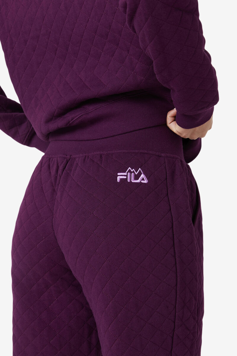 Women's Fila Finley High Rise Quilted Jogger Tracksuits Rose Red | aij9LZ5FjkT