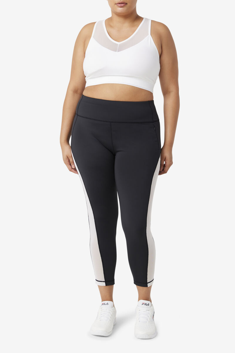 Women's Fila Forza Contrast 7/8 Leggings Leggings Black / White | YgI4mJpJaFY
