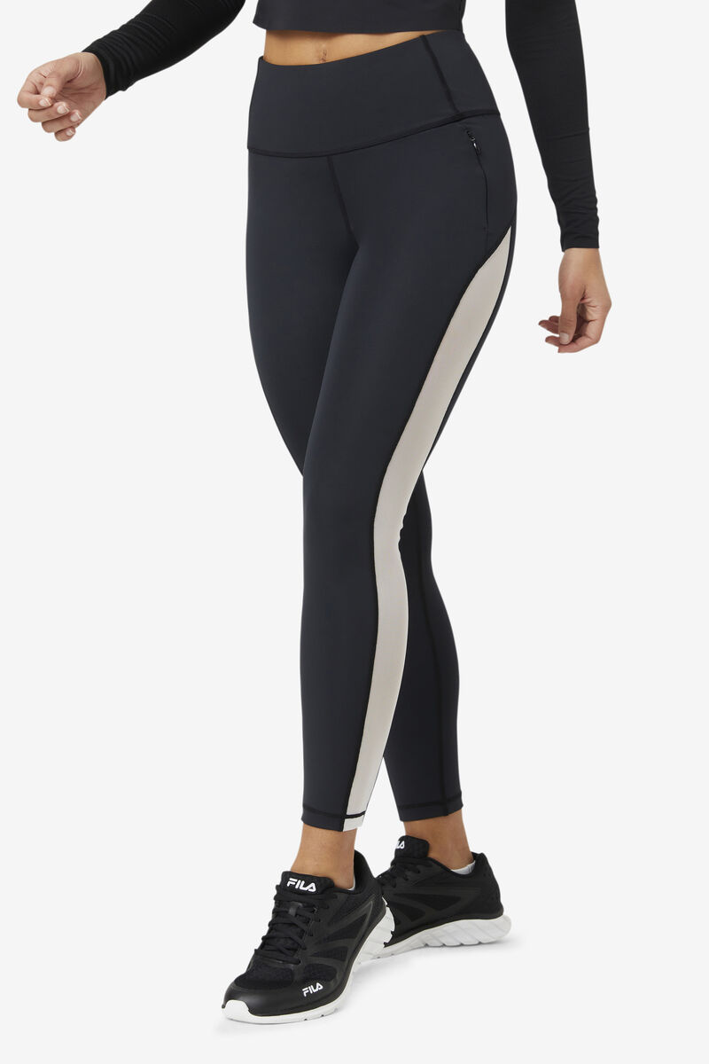 Women's Fila Forza Contrast 7/8 Leggings Leggings Black / White / Black | hJIOWFpPKcn