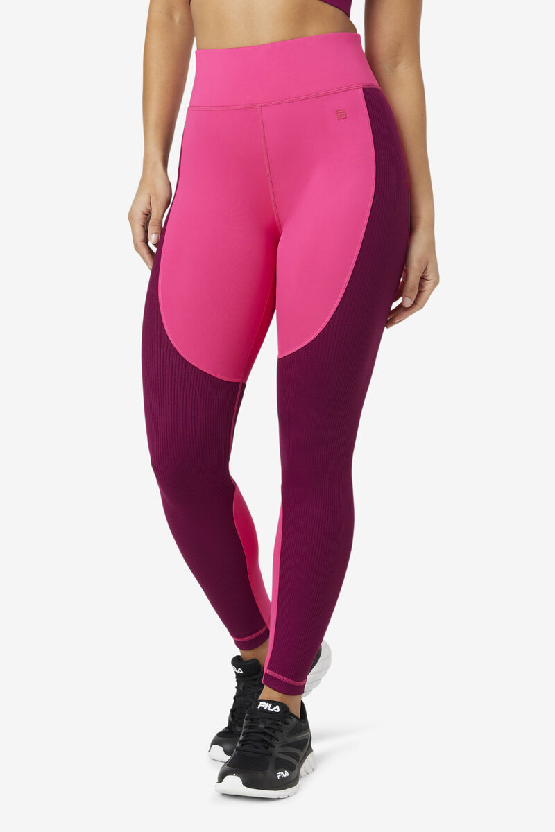 Women's Fila Forza Textured Long Legging Leggings Light Pink / Purple | 9SM2hQ6QO6o
