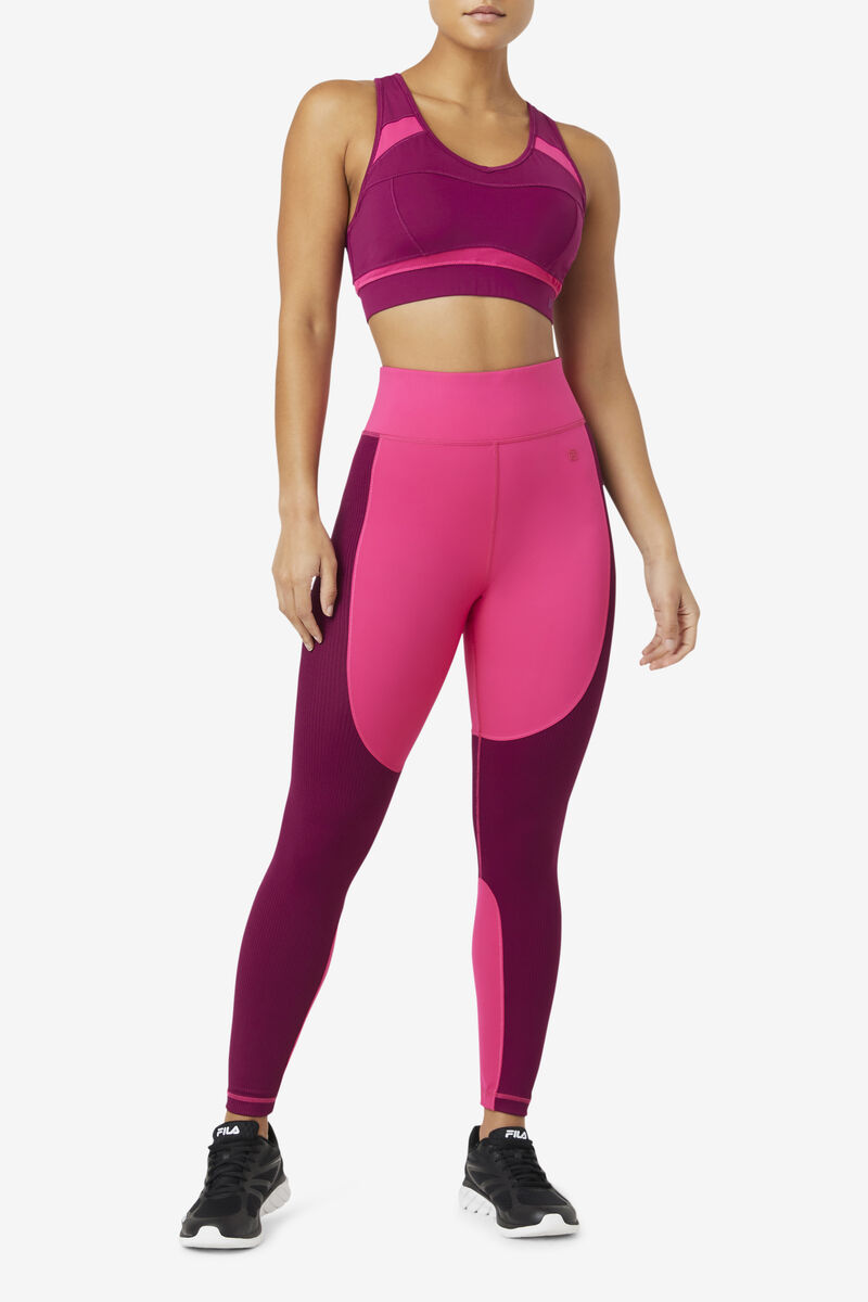 Women's Fila Forza Textured Long Legging Leggings Light Pink / Purple | 9SM2hQ6QO6o