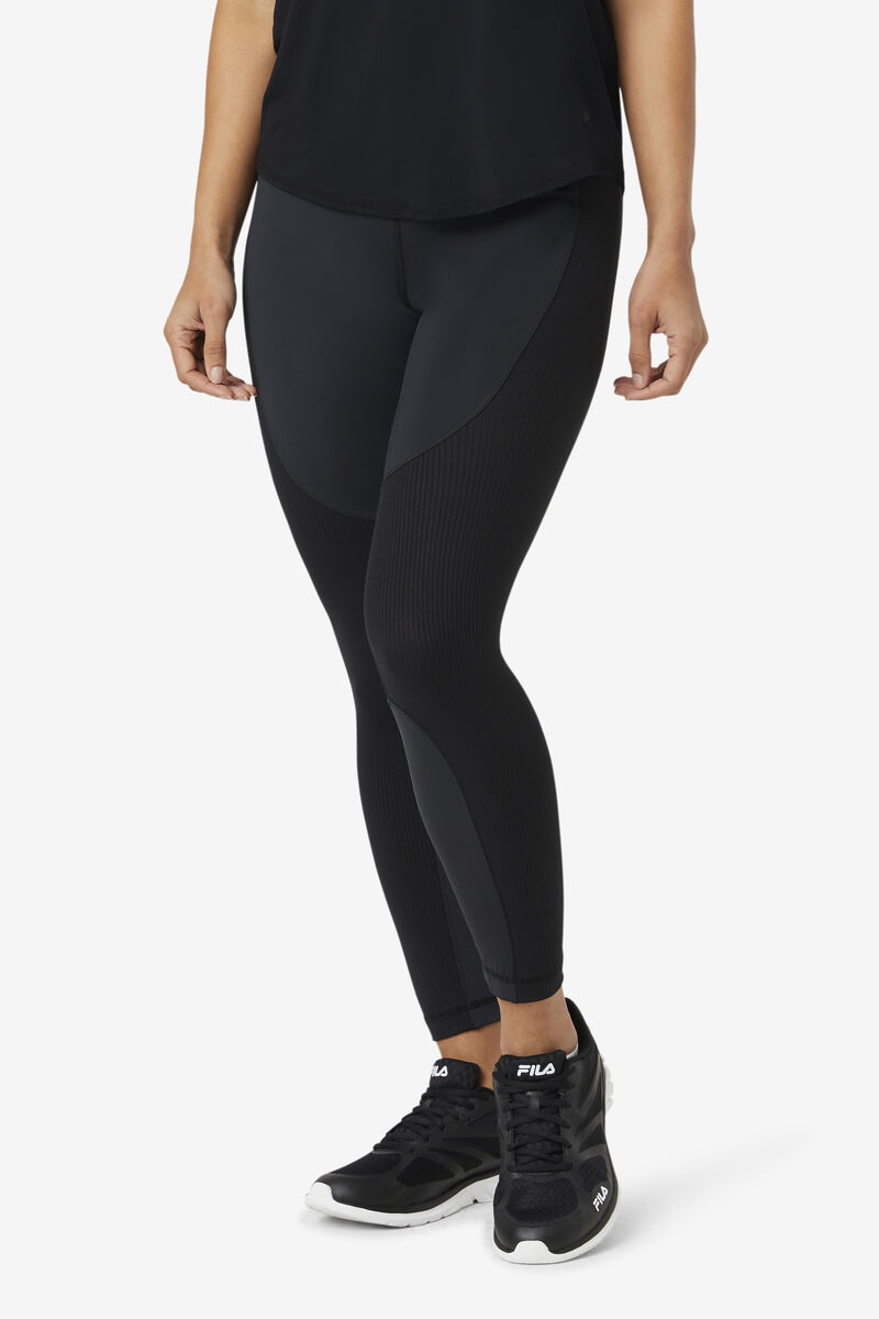 Women's Fila Forza Textured Long Legging Leggings Black | J7SK3TPt6pz