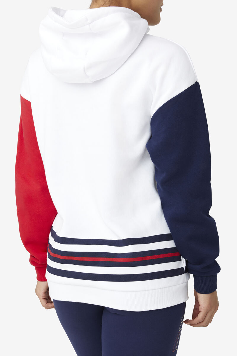 Women's Fila Indu Hoodie Hoodies White / Navy / Red | DWYzkuX6AOx