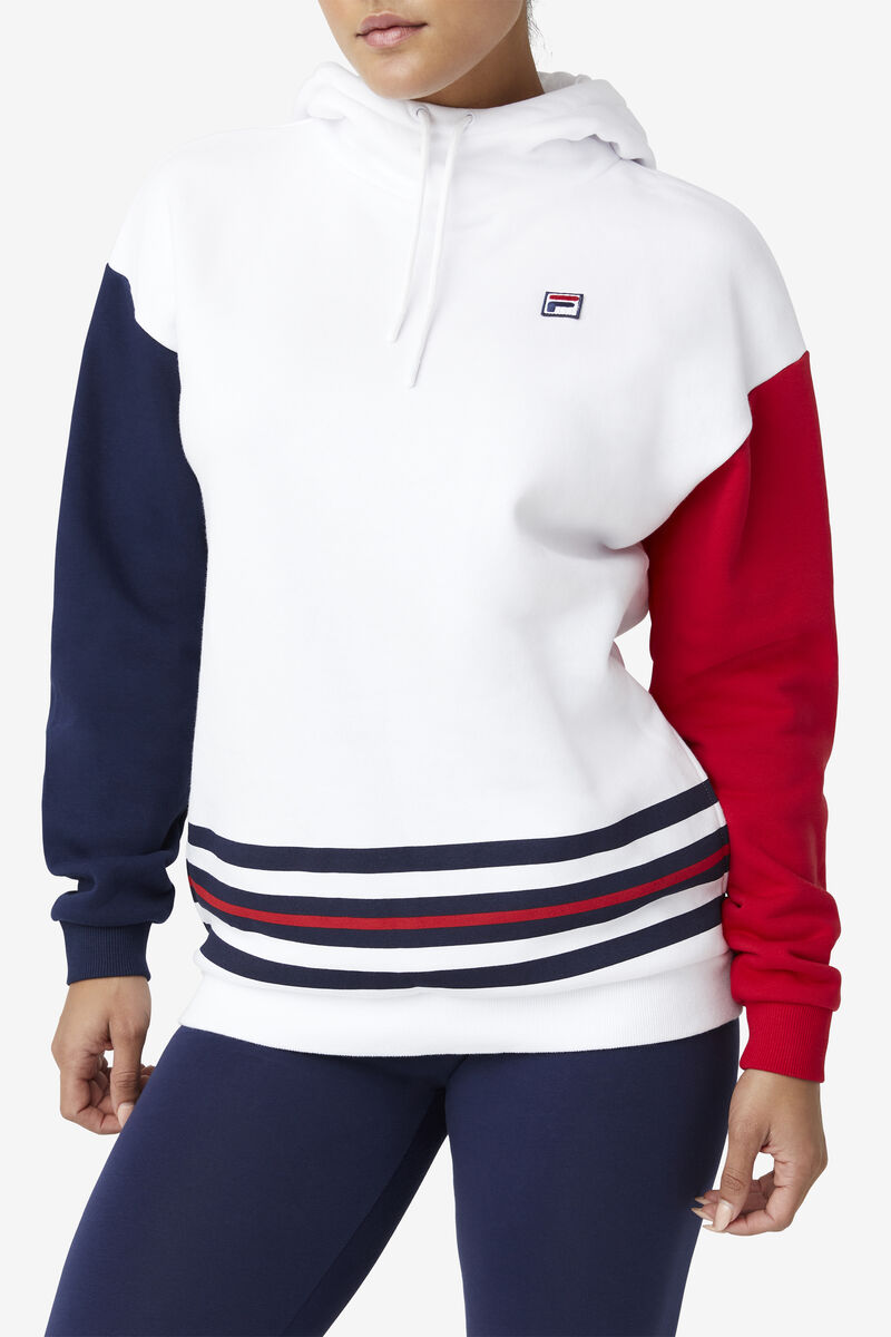 Women's Fila Indu Hoodie Hoodies White / Navy / Red | DWYzkuX6AOx