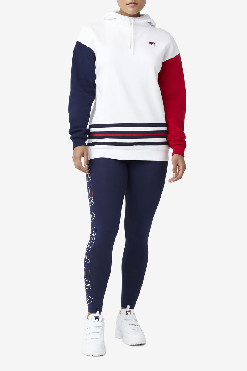 Women's Fila Indu Hoodie Hoodies White / Navy / Red | DWYzkuX6AOx