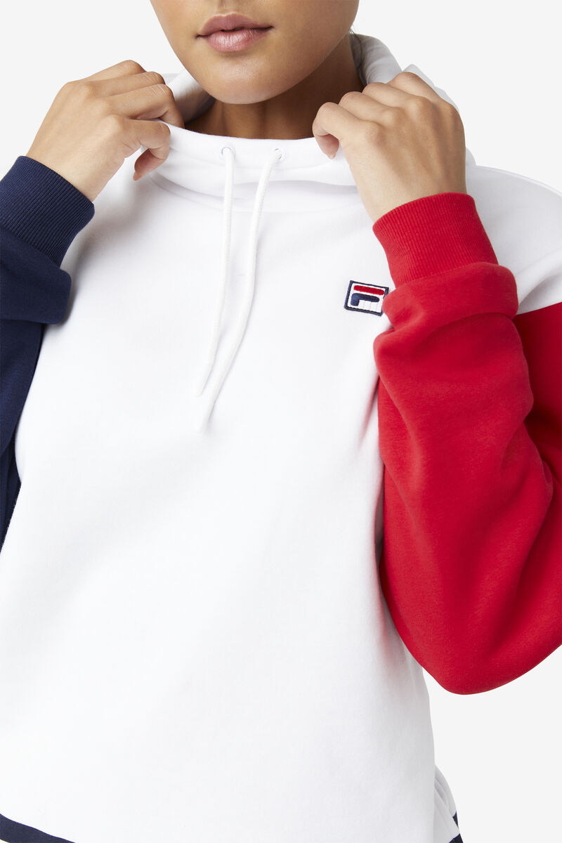 Women's Fila Indu Hoodie Hoodies White / Navy / Red | DWYzkuX6AOx