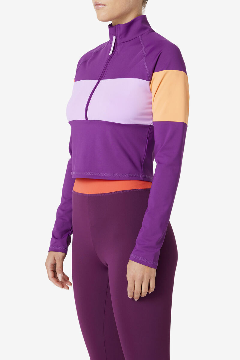 Women's Fila Jaida Based Layer Half Zip Outerwear Purple | fwwLXJhFelk