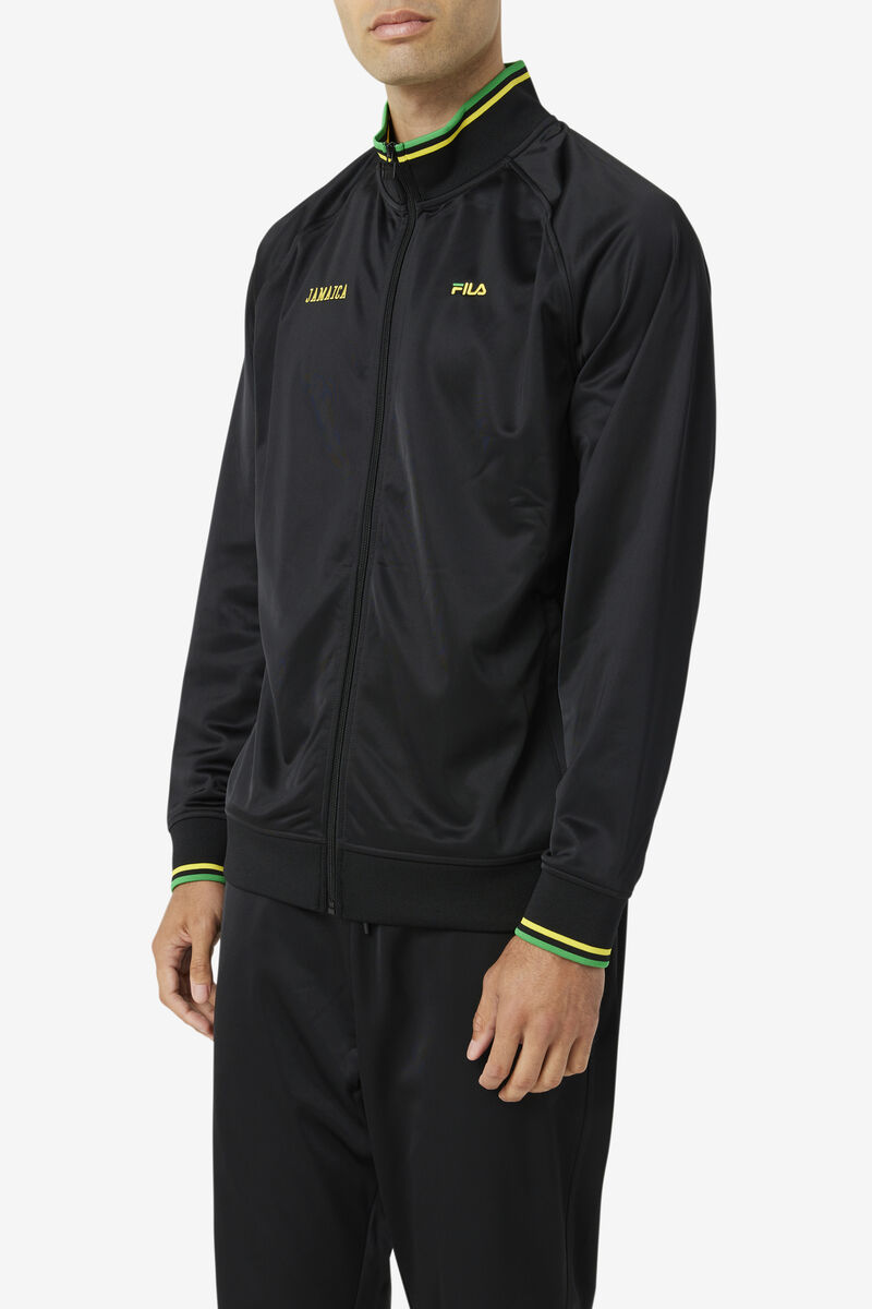 Women's Fila Jamaica Track Jacket Tracksuits Black / Yellow / Green | HJ8yNCpynqb