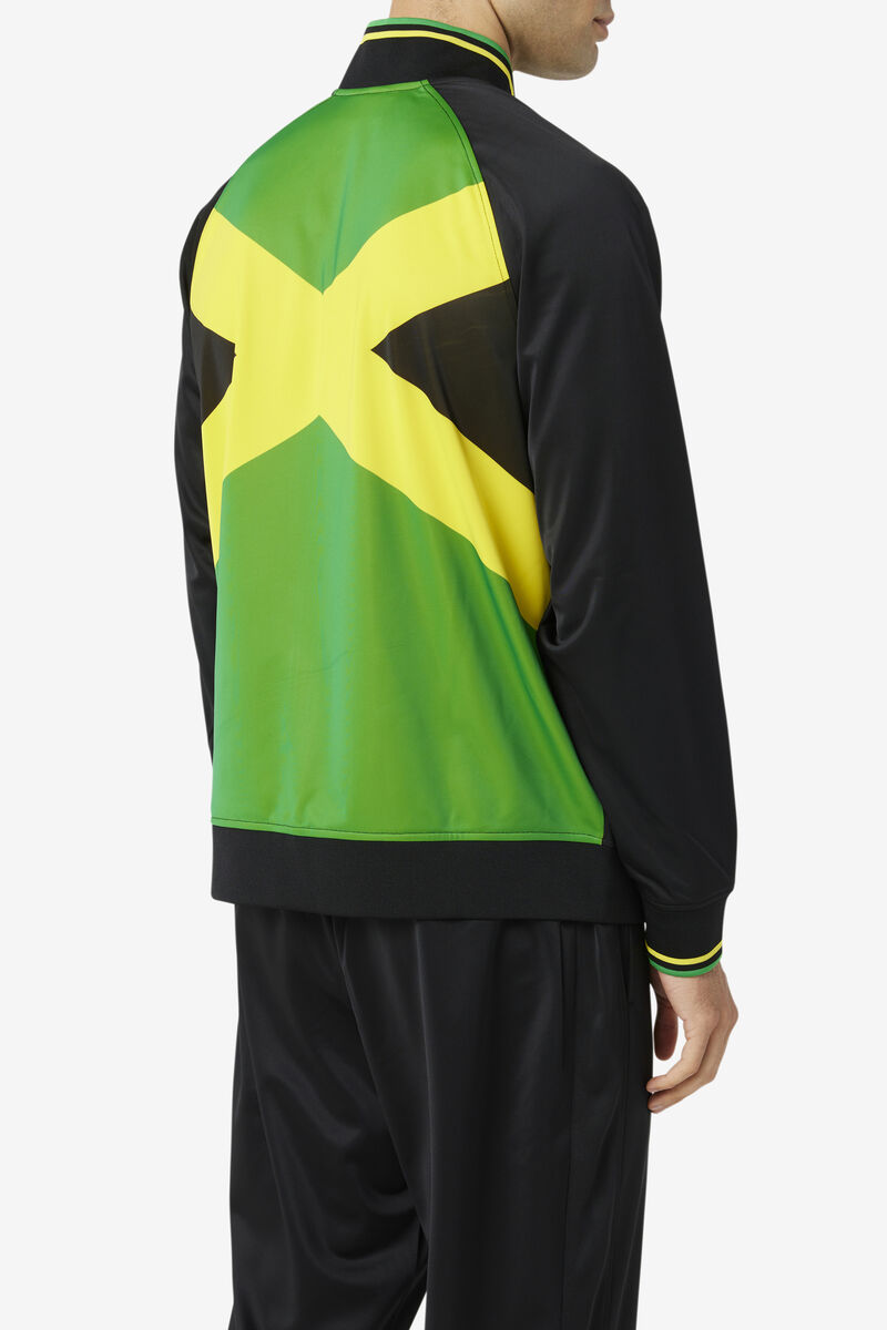 Women's Fila Jamaica Track Jacket Tracksuits Black / Yellow / Green | HJ8yNCpynqb