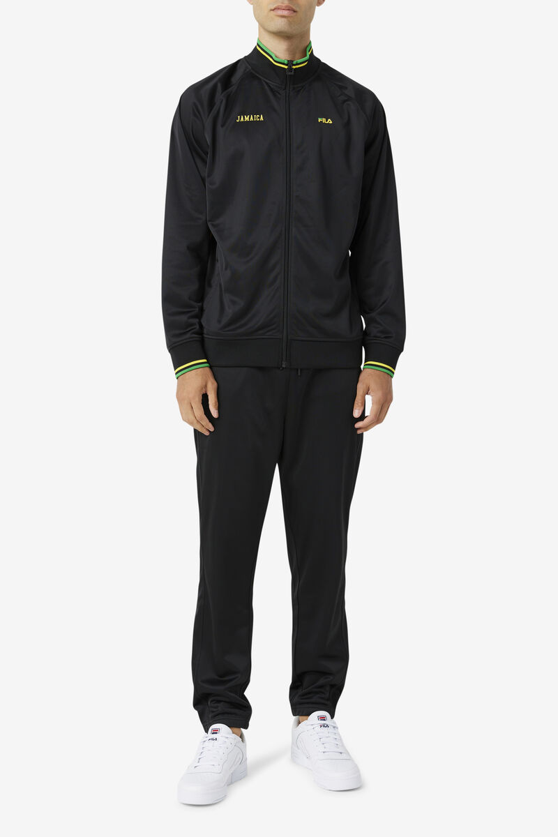 Women's Fila Jamaica Track Jacket Tracksuits Black / Yellow / Green | HJ8yNCpynqb