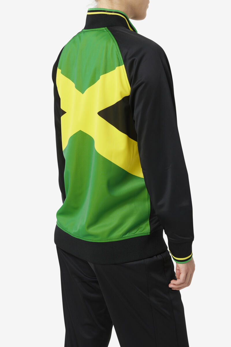 Women's Fila Jamaica Track Jacket Tracksuits Black / Yellow / Green | HJ8yNCpynqb