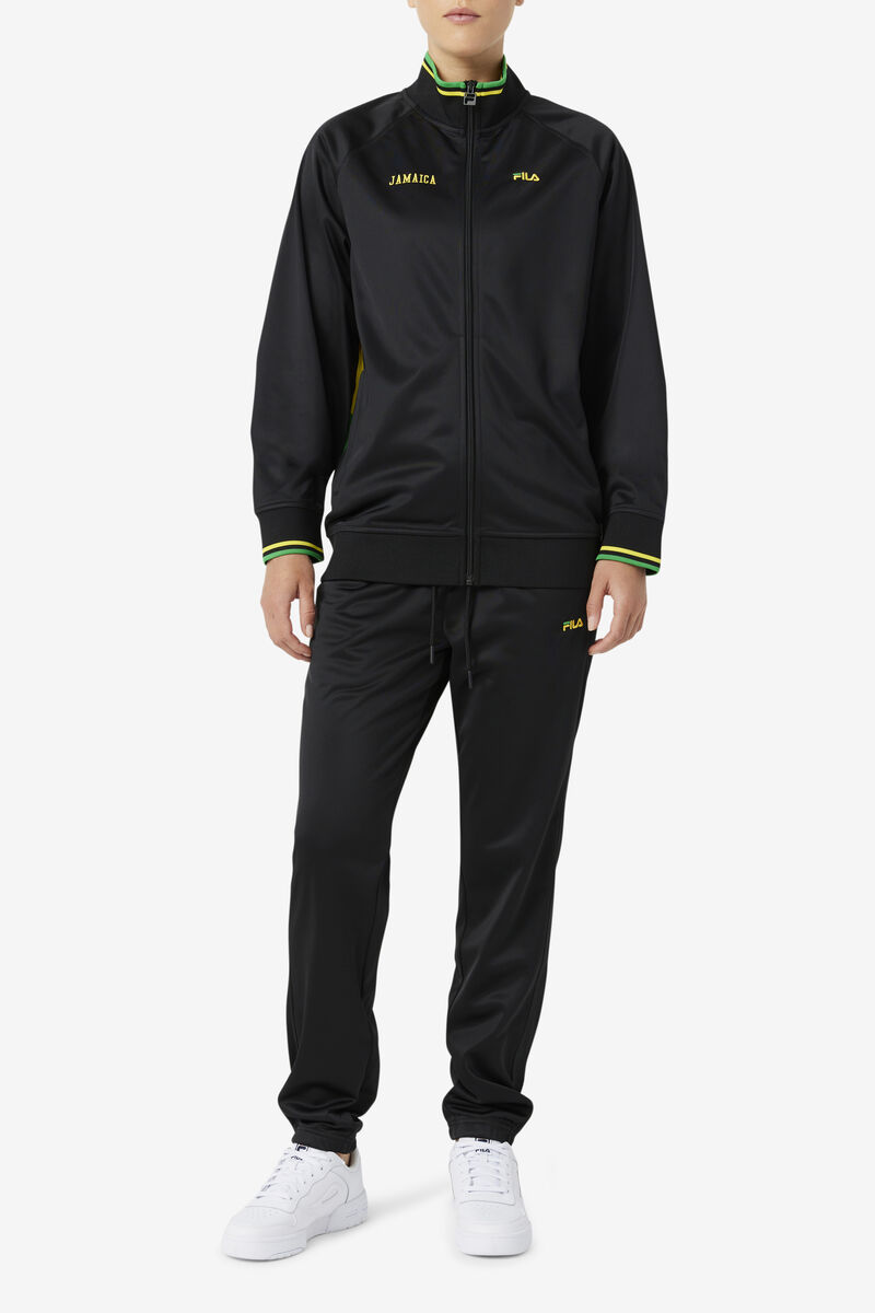 Women's Fila Jamaica Track Jacket Tracksuits Black / Yellow / Green | HJ8yNCpynqb