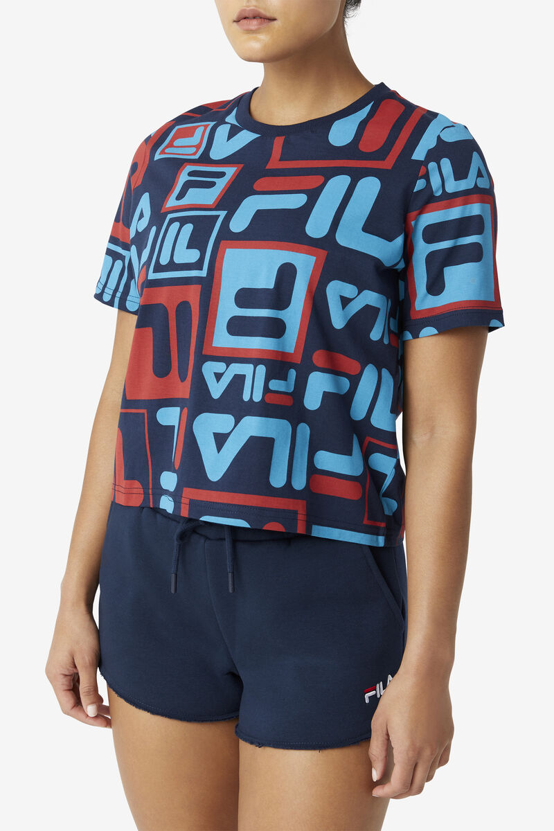 Women's Fila Josephine T Shirts Navy / Blue / Red | Nb3TrSsmtHB