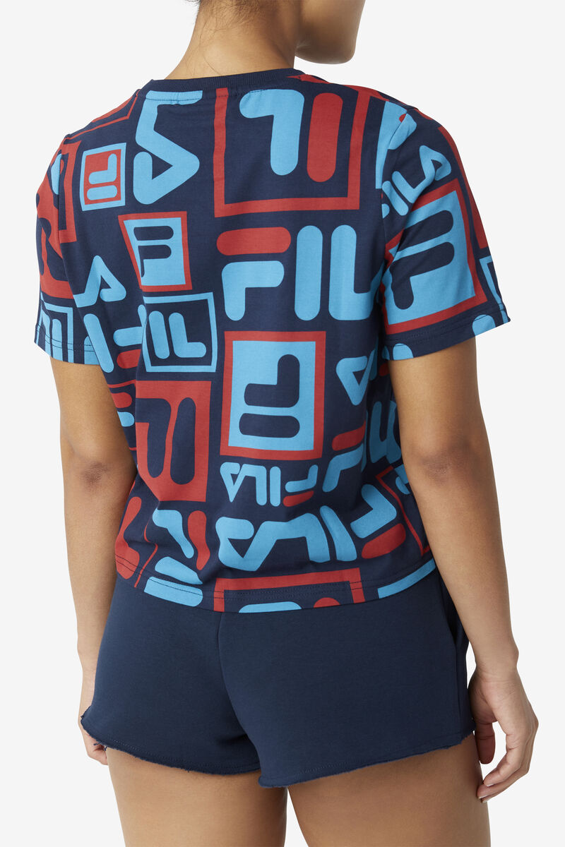Women's Fila Josephine T Shirts Navy / Blue / Red | Nb3TrSsmtHB