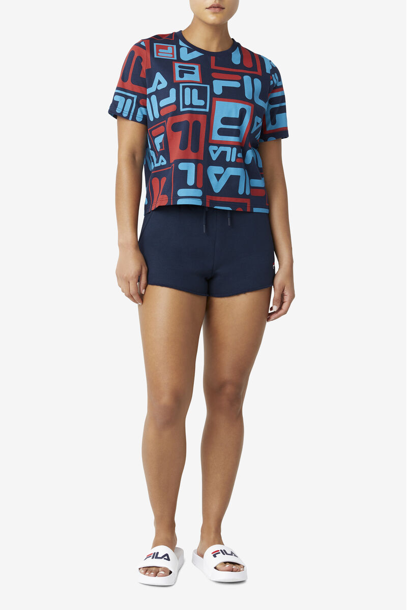 Women's Fila Josephine T Shirts Navy / Blue / Red | Nb3TrSsmtHB